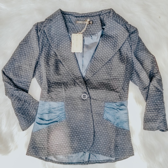 SOLD Blue White Dotted Blazer - Picture 1 of 7
